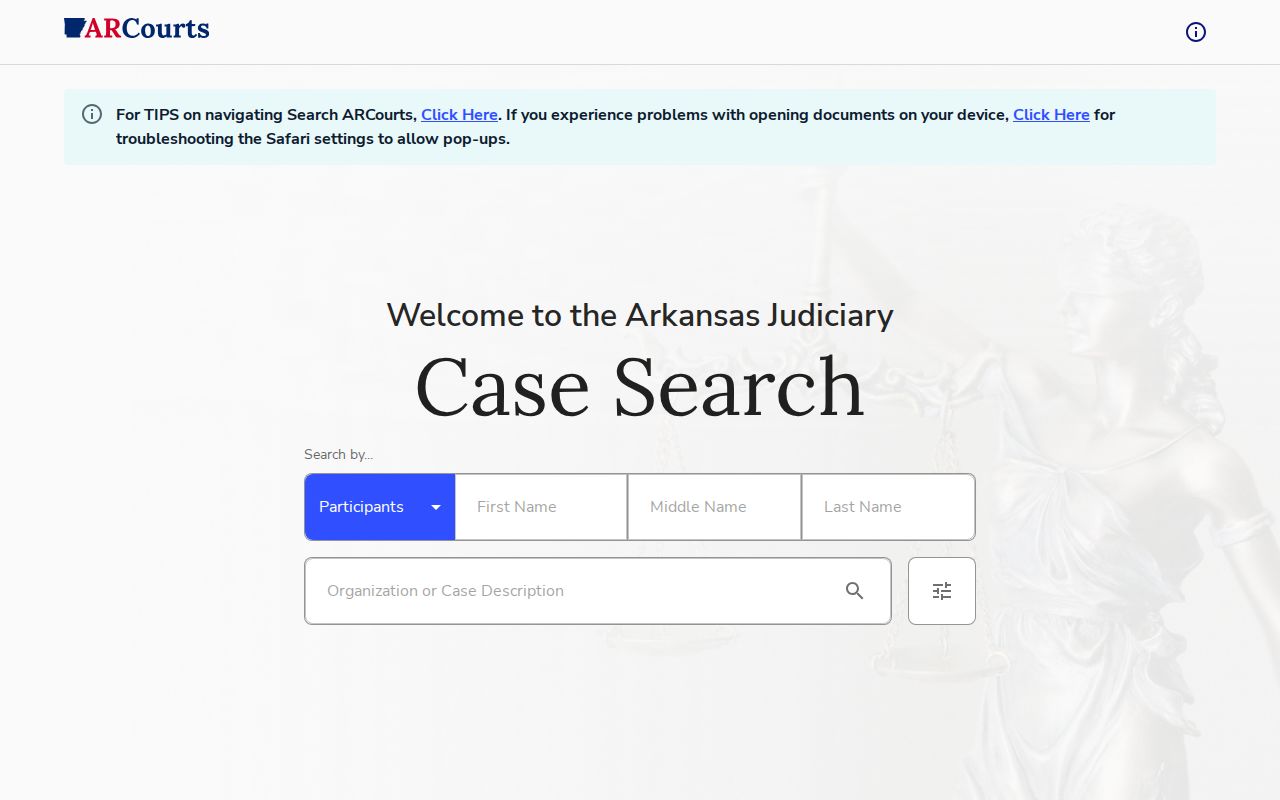 Search ARCourts interface for Howard County arrest case and disposition records